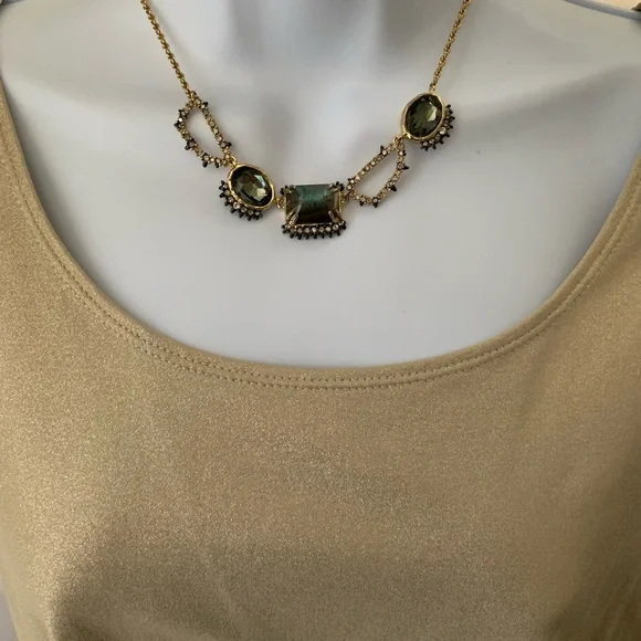 Alexis Bittar gem/gold-tone necklace - Picture 2 of 5